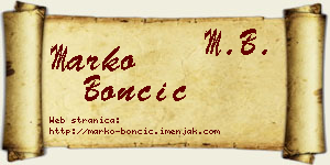 Marko Bončić vizit kartica